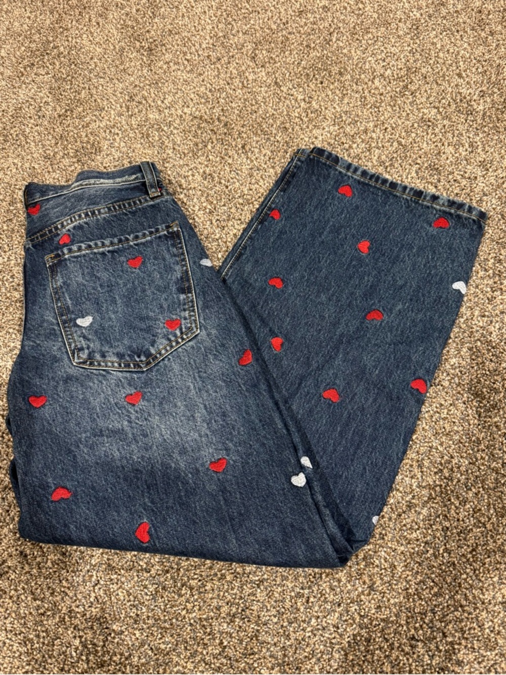 Fashion Nova Lucky in Love Heart Embroidered Dark Wash Jeans size 0 : NEW